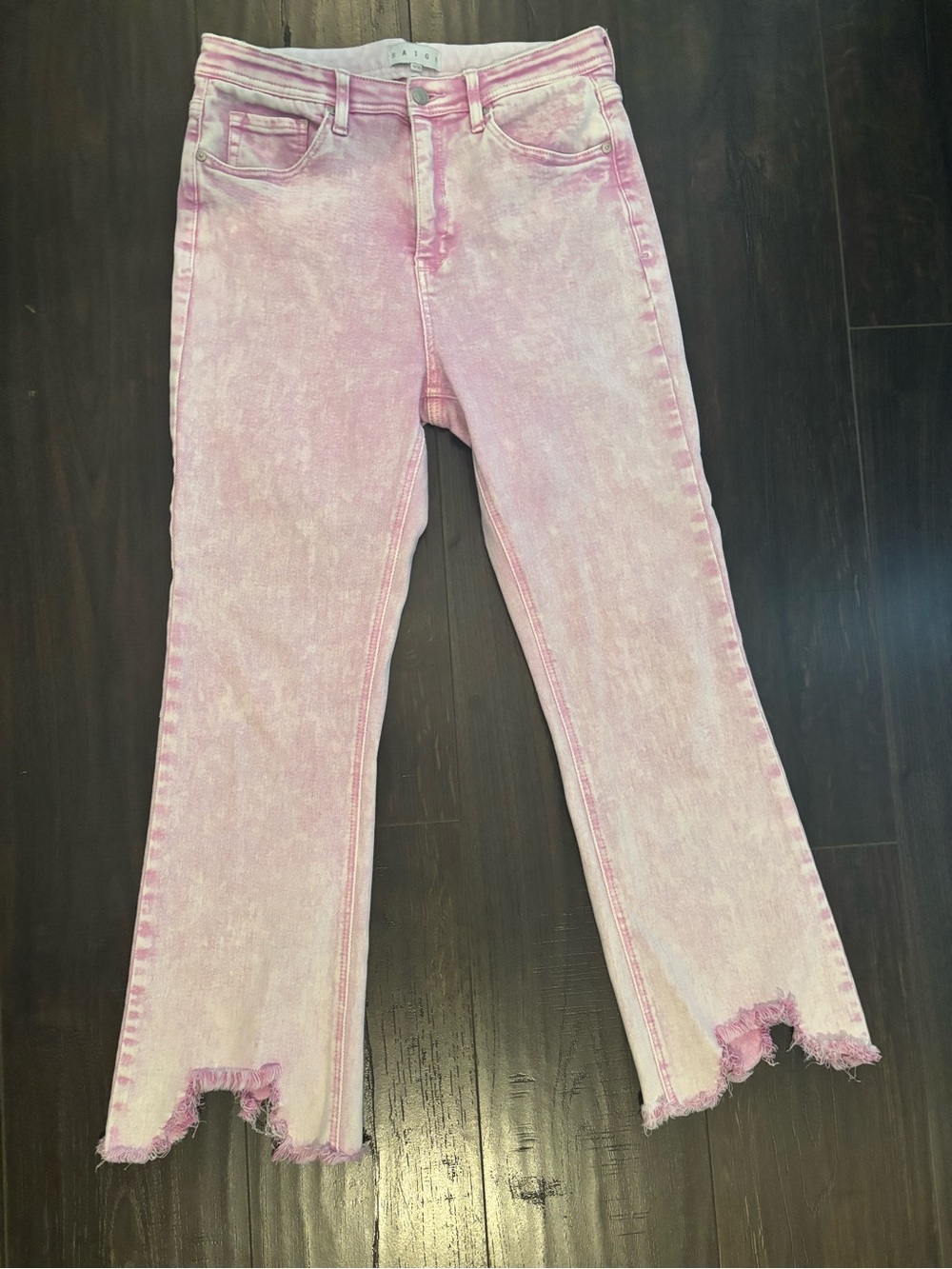 A.L.C. Pink Washed Frayed Hem Cropped Jeans